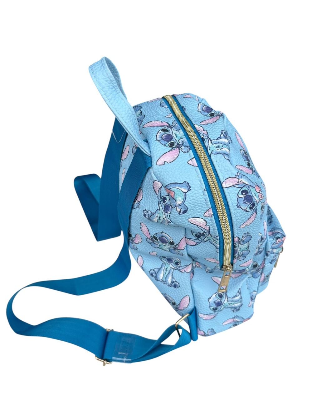 Disney Stitch Mini Backpack Hearts Blue Faux Leather Lilo & Stitch Travel Bag - Picture 3 of 13